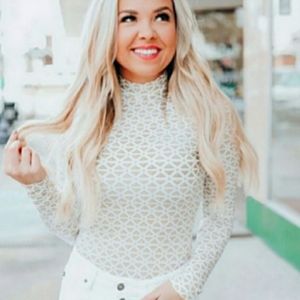 Whiskey Darling Mock Neck Jeweled Bodysuit